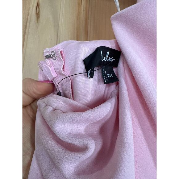 NWT Lulus Majestic Perfection Light Pink Ruffled Halter Maxi Dress Bride Size 2X - Picture 6 of 8